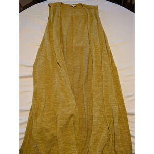 LuLaRoe Joy Duster Vest Womens Large Mustard Yellow Sleeveless Open Front Long